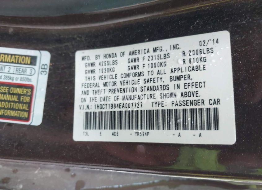 Photo 9 of 2014 Honda Accord EX-L (VIN 1HGCT1B84EA007727)