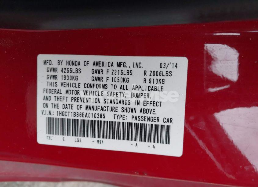 Photo 9 of 2014 Honda Accord EX-L (VIN 1HGCT1B86EA010385)