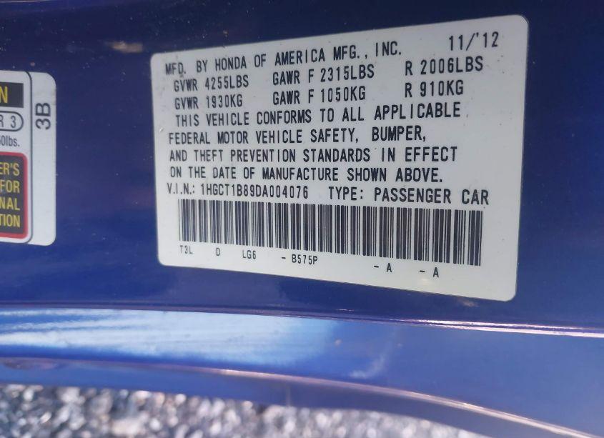 Photo 9 of 2013 Honda Accord EX-L (VIN 1HGCT1B89DA004076)