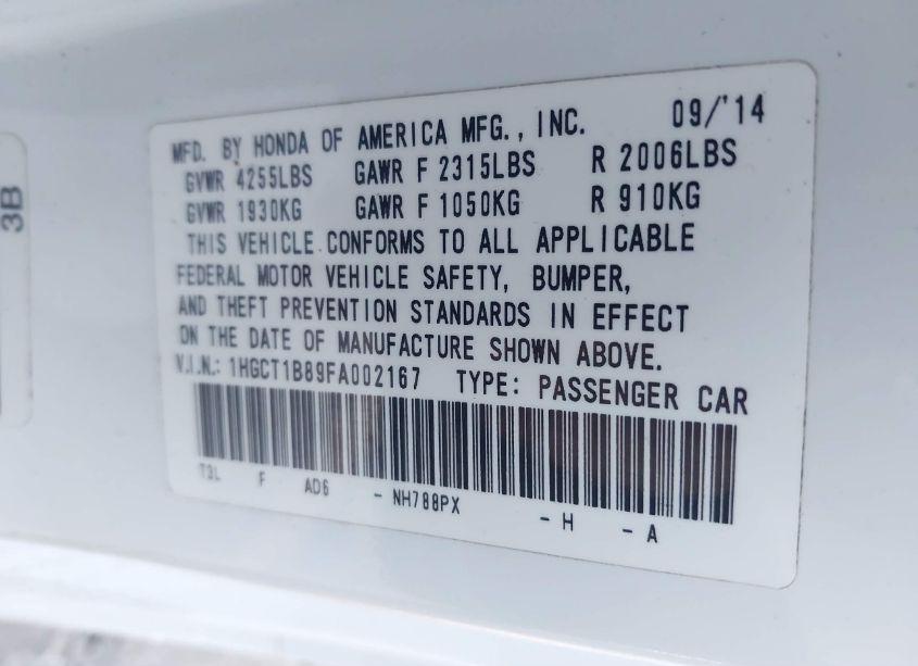 Photo 9 of 2015 Honda Accord EX-L (VIN 1HGCT1B89FA002167)