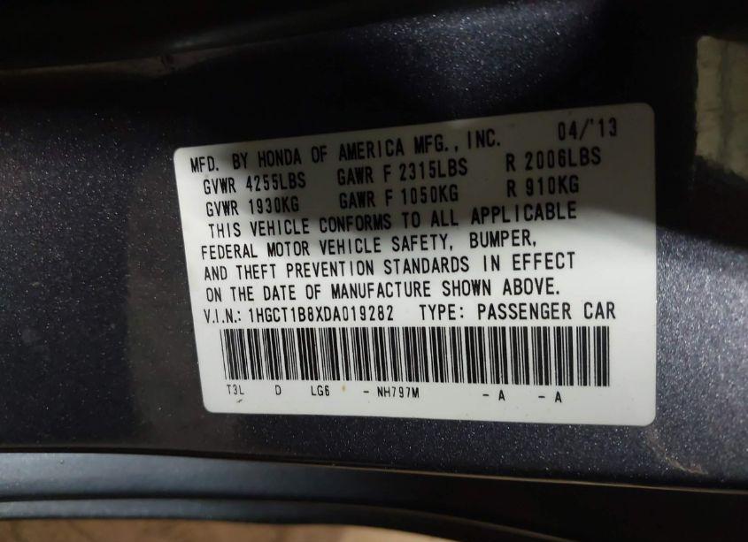 Photo 9 of 2013 Honda Accord EX-L (VIN 1HGCT1B8XDA019282)