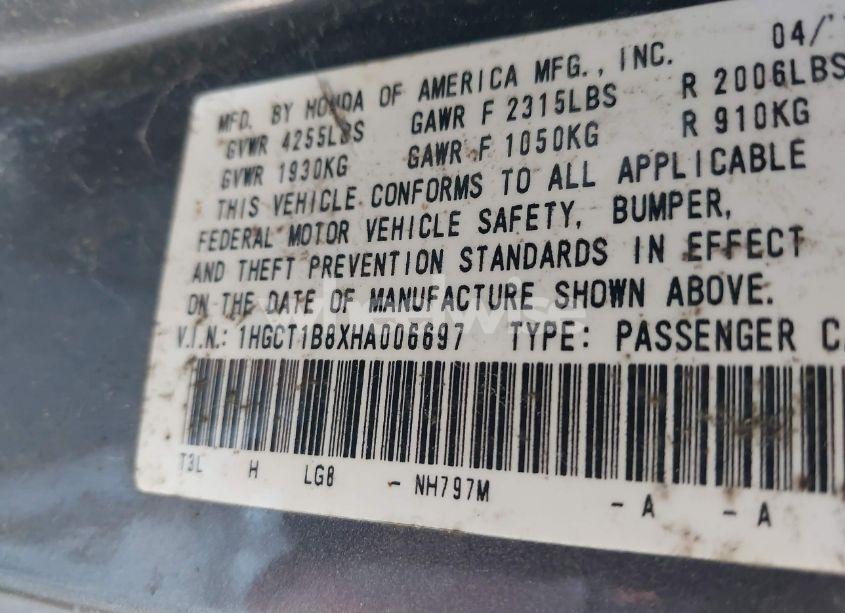 Photo 9 of 2017 Honda Accord EX-L (VIN 1HGCT1B8XHA006697)