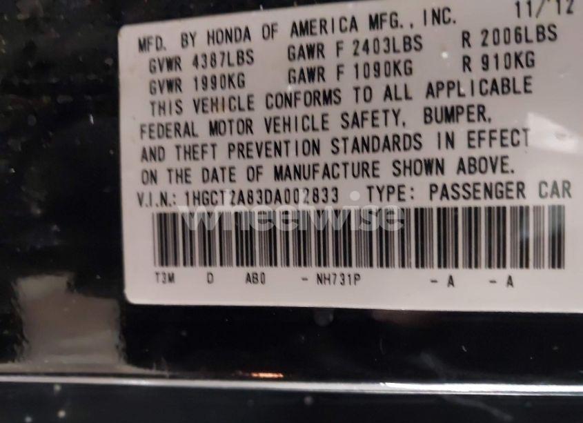 Photo 9 of 2013 Honda Accord EX-L V-6 (VIN 1HGCT2A83DA002833)
