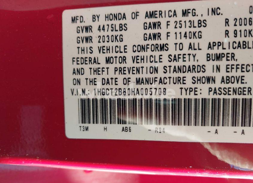 Photo 9 of 2017 Honda Accord EX-L V6 (VIN 1HGCT2B80HA005709)