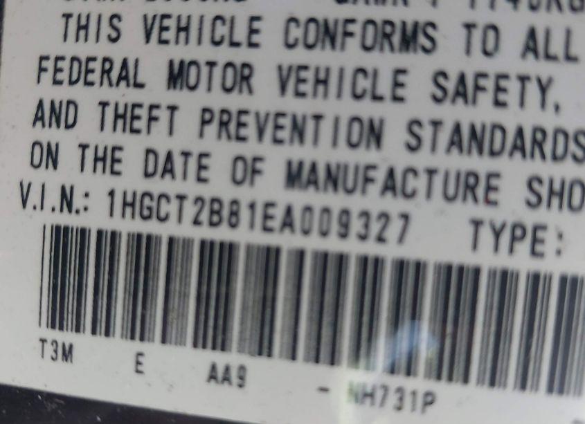 Photo 9 of 2014 Honda Accord EX-L V-6 (VIN 1HGCT2B81EA009327)