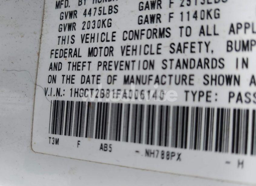 Photo 9 of 2015 Honda Accord EX-L V-6 (VIN 1HGCT2B81FA006140)