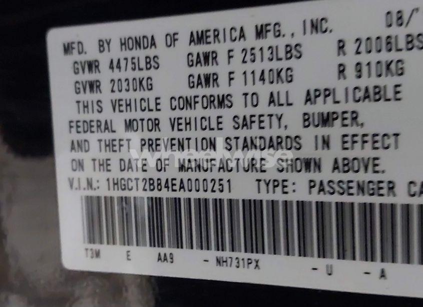 Photo 9 of 2014 Honda Accord EX-L V-6 (VIN 1HGCT2B84EA000251)
