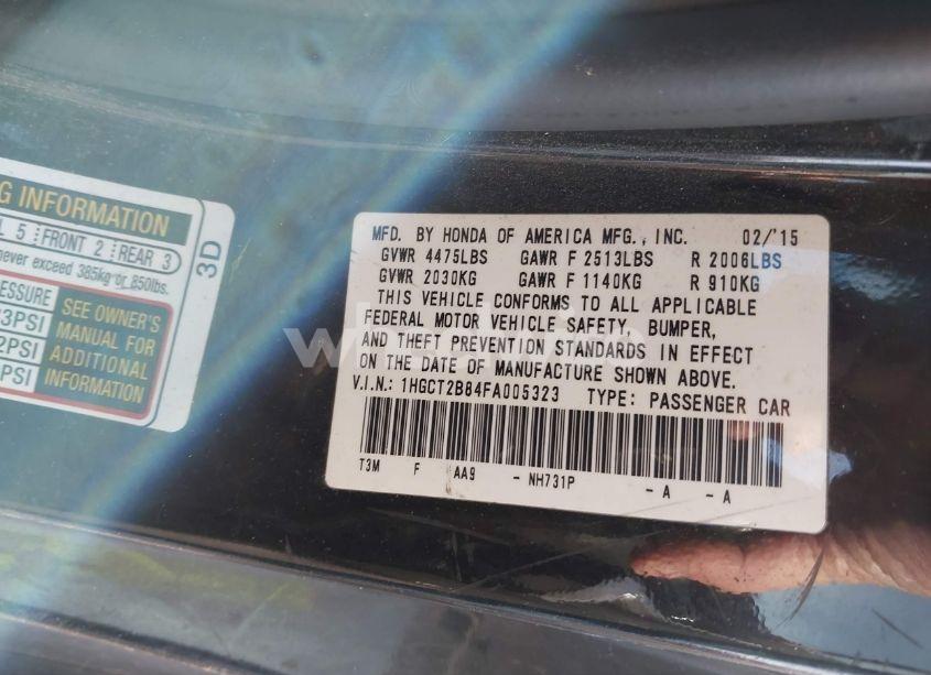 Photo 9 of 2015 Honda Accord EX-L V-6 (VIN 1HGCT2B84FA005323)