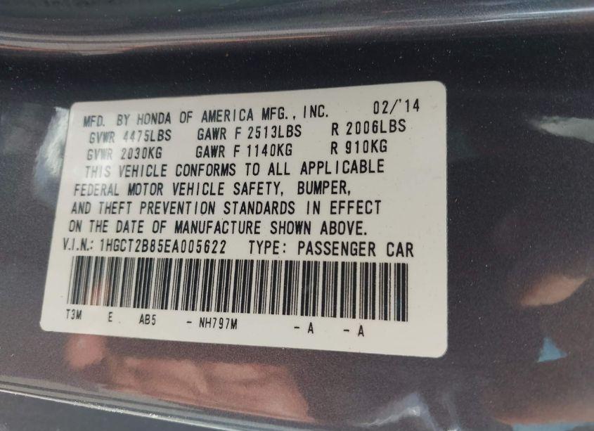 Photo 9 of 2014 Honda Accord EX-L V-6 (VIN 1HGCT2B85EA005622)