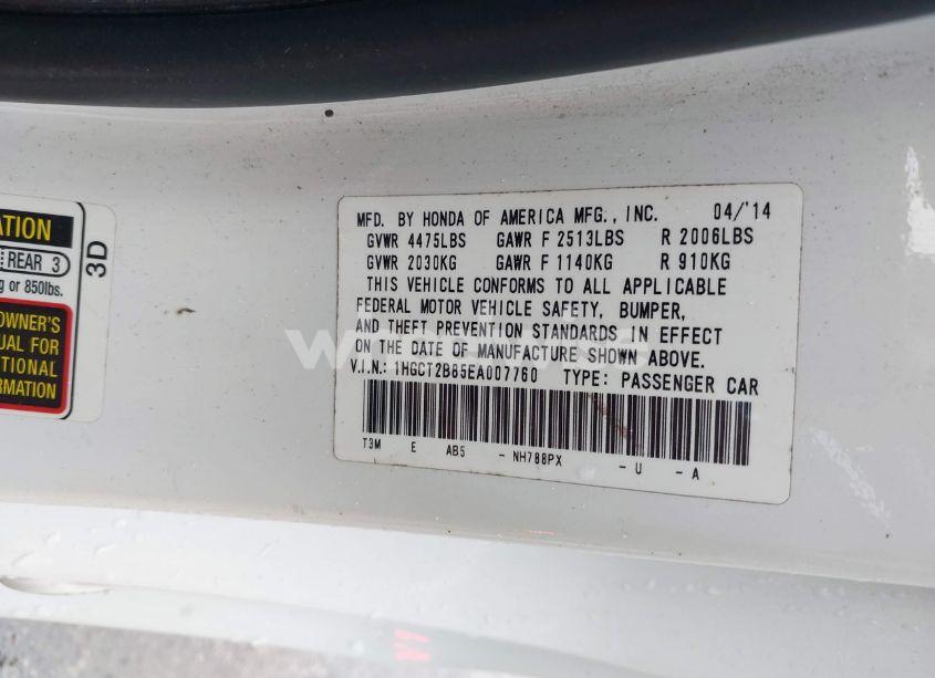 Photo 9 of 2014 Honda Accord EX-L V-6 (VIN 1HGCT2B85EA007760)