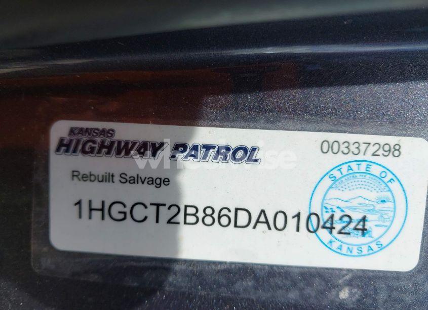 Photo 9 of 2013 Honda Accord EX-L V-6 (VIN 1HGCT2B86DA010424)