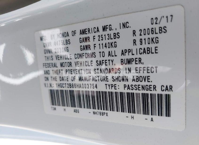 Photo 9 of 2017 Honda Accord EX-L V6 (VIN 1HGCT2B86HA003754)