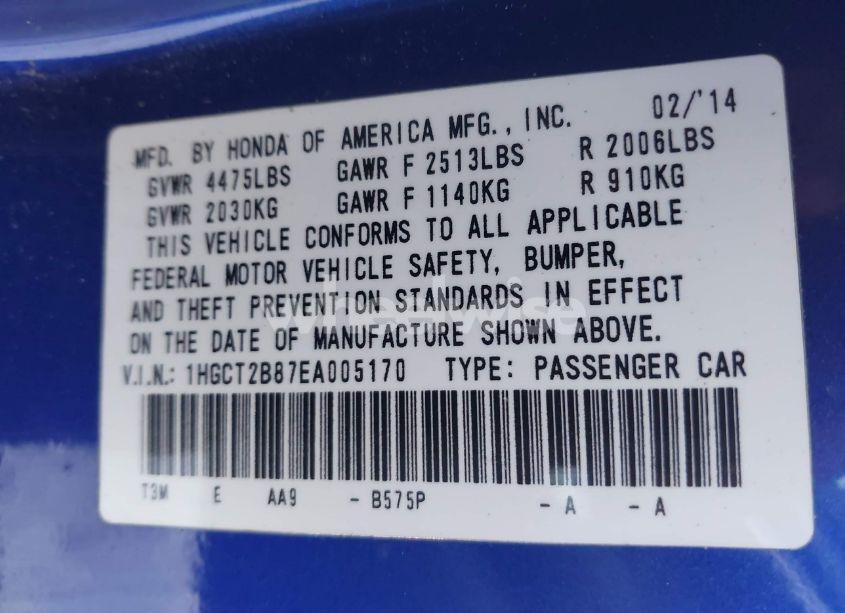 Photo 9 of 2014 Honda Accord EX-L V-6 (VIN 1HGCT2B87EA005170)