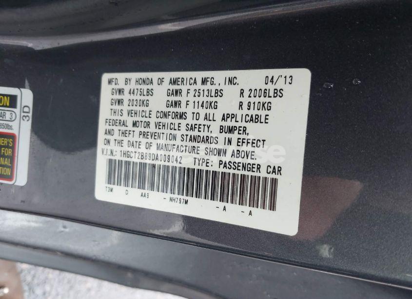 Photo 9 of 2013 Honda Accord EX-L V-6 (VIN 1HGCT2B89DA009042)