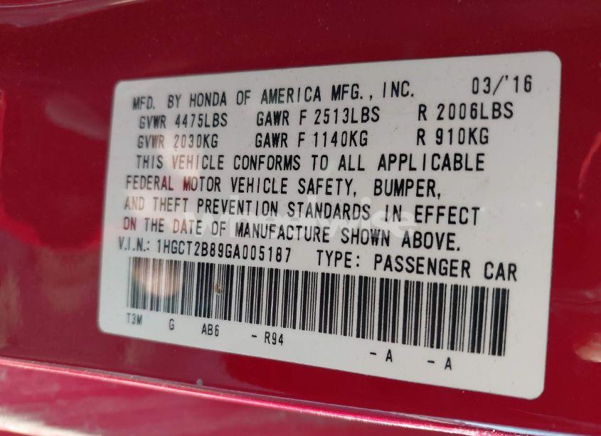 Photo 9 of 2016 Honda Accord EX-L V-6 (VIN 1HGCT2B89GA005187)