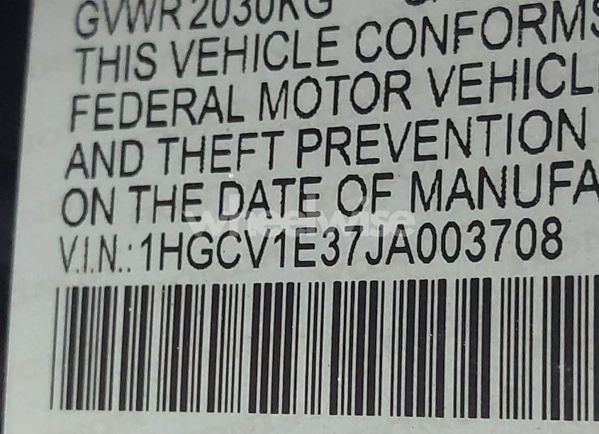 Photo 9 of 2018 Honda Accord SPORT (VIN 1HGCV1E37JA003708)