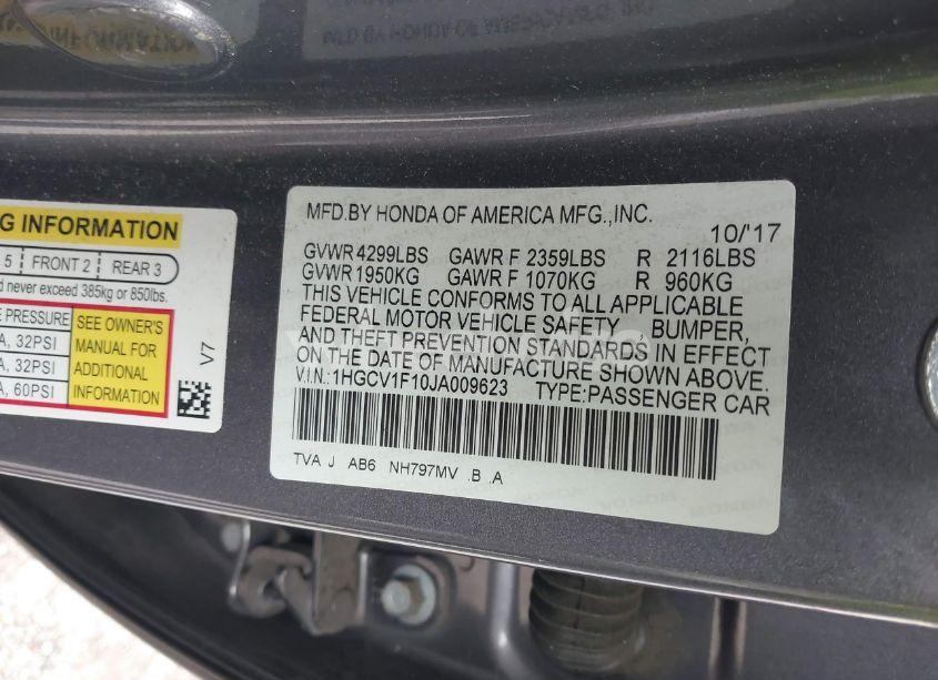 Photo 9 of 2018 Honda Accord LX (VIN 1HGCV1F10JA009623)