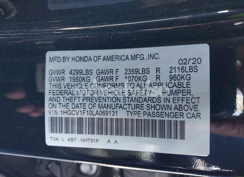 Photo 9 of 2020 Honda Accord LX (VIN 1HGCV1F10LA069131)
