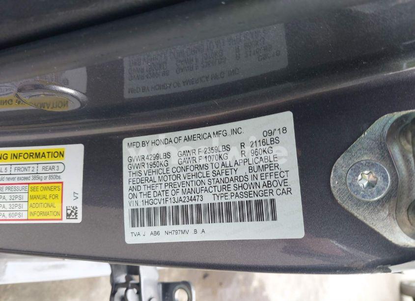 Photo 9 of 2018 Honda Accord LX (VIN 1HGCV1F13JA234473)