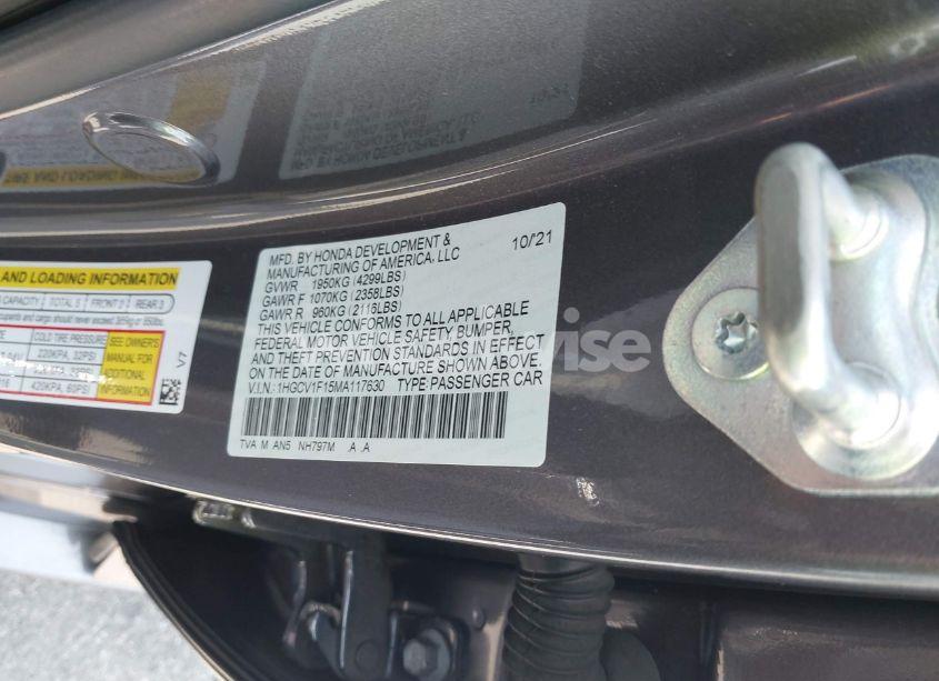Photo 9 of 2021 Honda Accord LX (VIN 1HGCV1F15MA117630)
