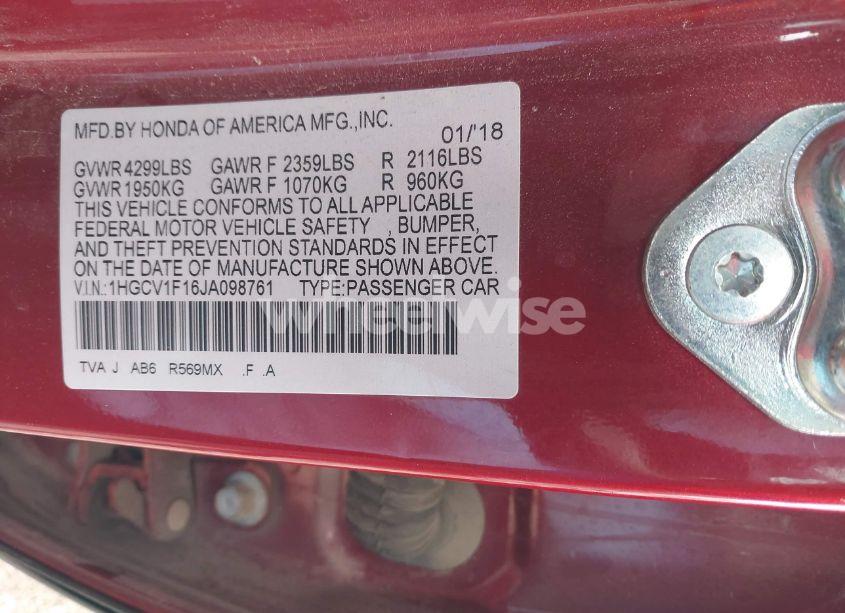 Photo 9 of 2018 Honda Accord LX (VIN 1HGCV1F16JA098761)