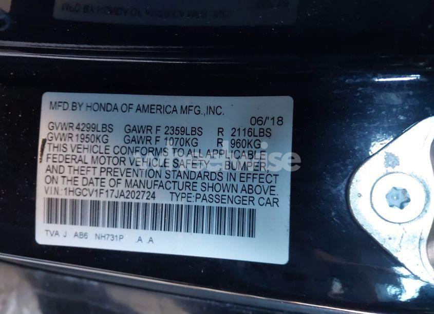 Photo 9 of 2018 Honda Accord LX (VIN 1HGCV1F17JA202724)