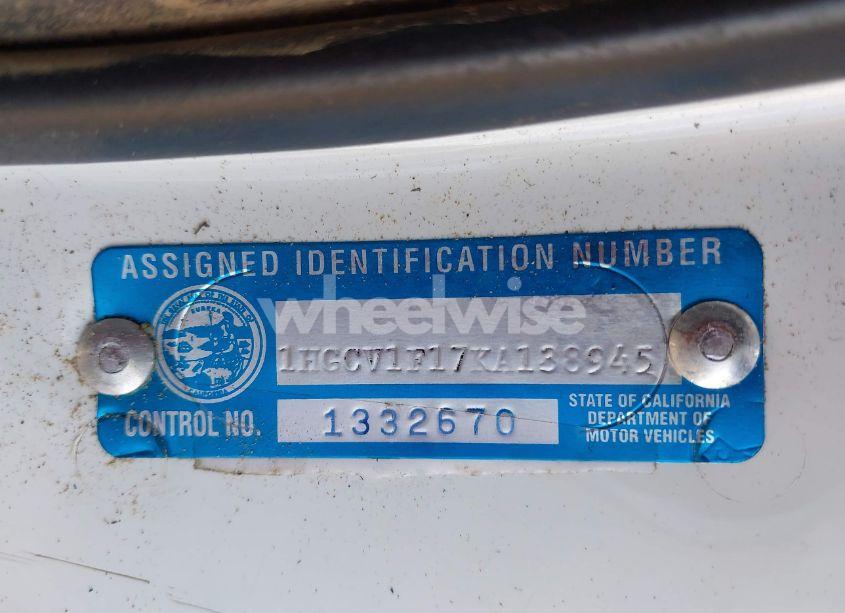 Photo 9 of 2019 Honda Accord LX (VIN 1HGCV1F17KA138945)