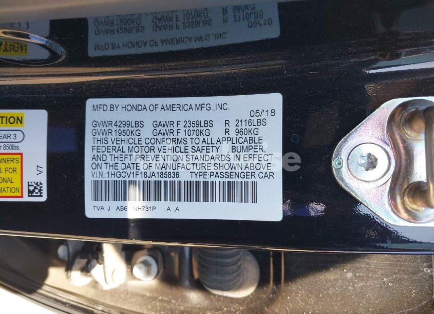 Photo 9 of 2018 Honda Accord LX (VIN 1HGCV1F18JA185836)
