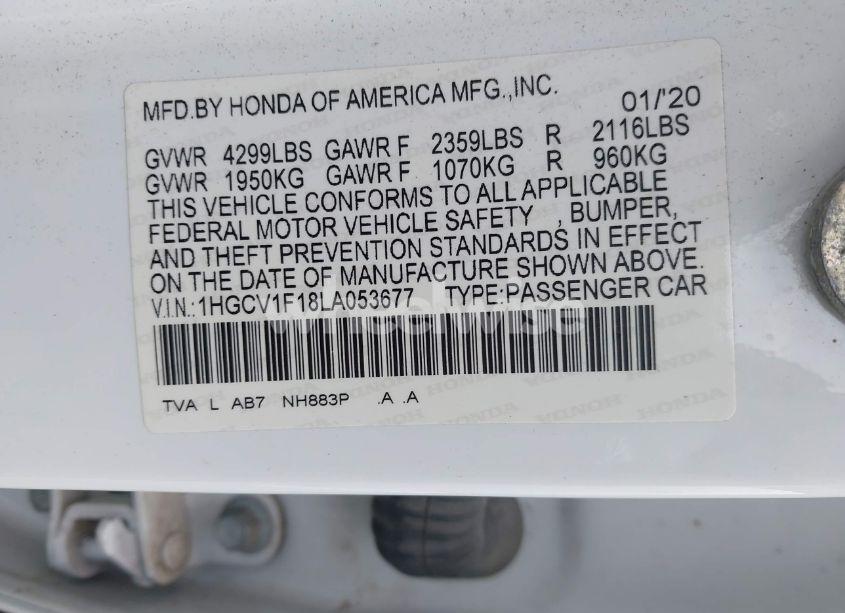 Photo 9 of 2020 Honda Accord LX (VIN 1HGCV1F18LA053677)