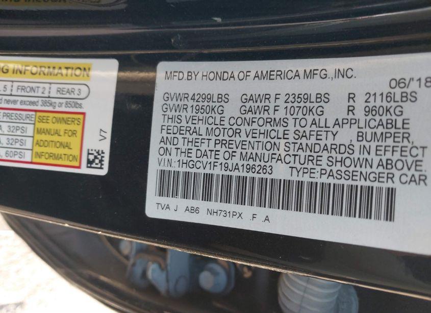 Photo 9 of 2018 Honda Accord LX (VIN 1HGCV1F19JA196263)