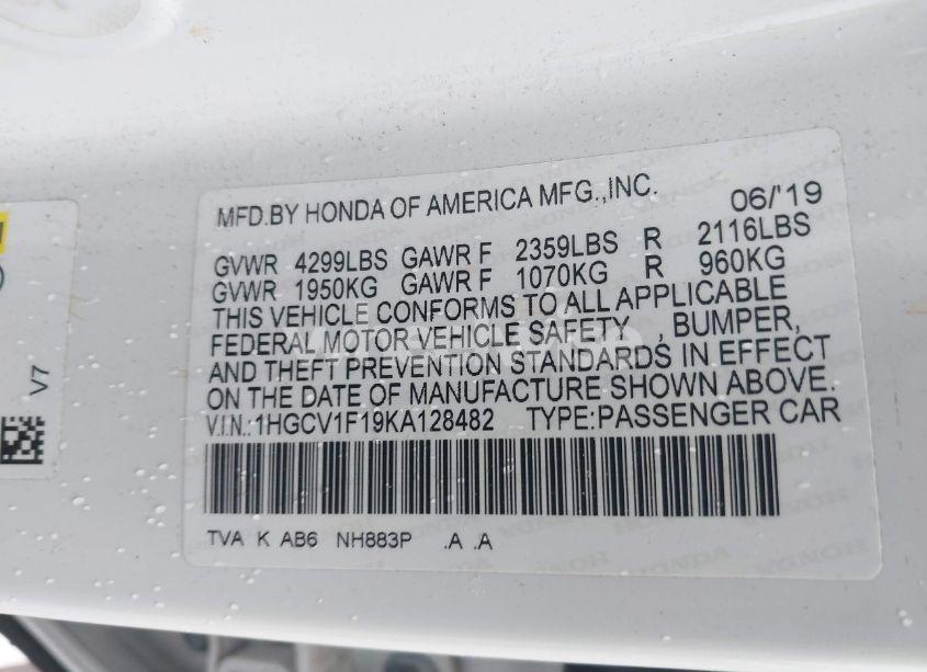 Photo 9 of 2019 Honda Accord LX (VIN 1HGCV1F19KA128482)