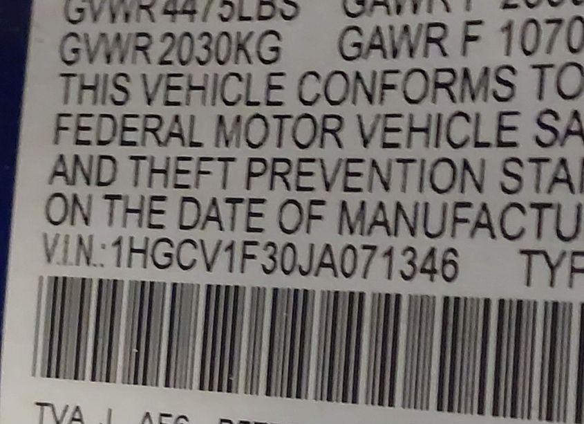 Photo 9 of 2018 Honda Accord SPORT (VIN 1HGCV1F30JA071346)