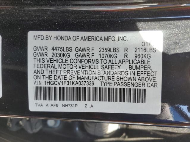 Photo 3 of 2019 HONDA ACCORD SPORT (VIN 1HGCV1F31KA037336)