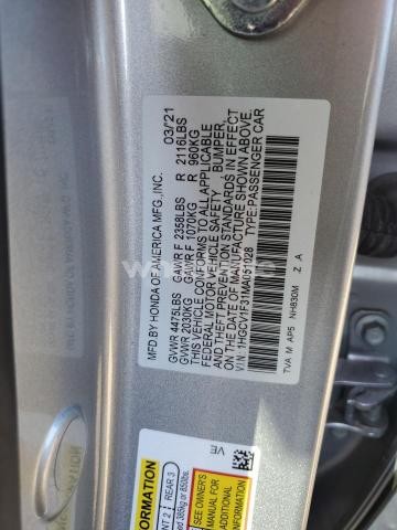 Photo 5 of 2021 HONDA ACCORD SPORT (VIN 1HGCV1F31MA051028)