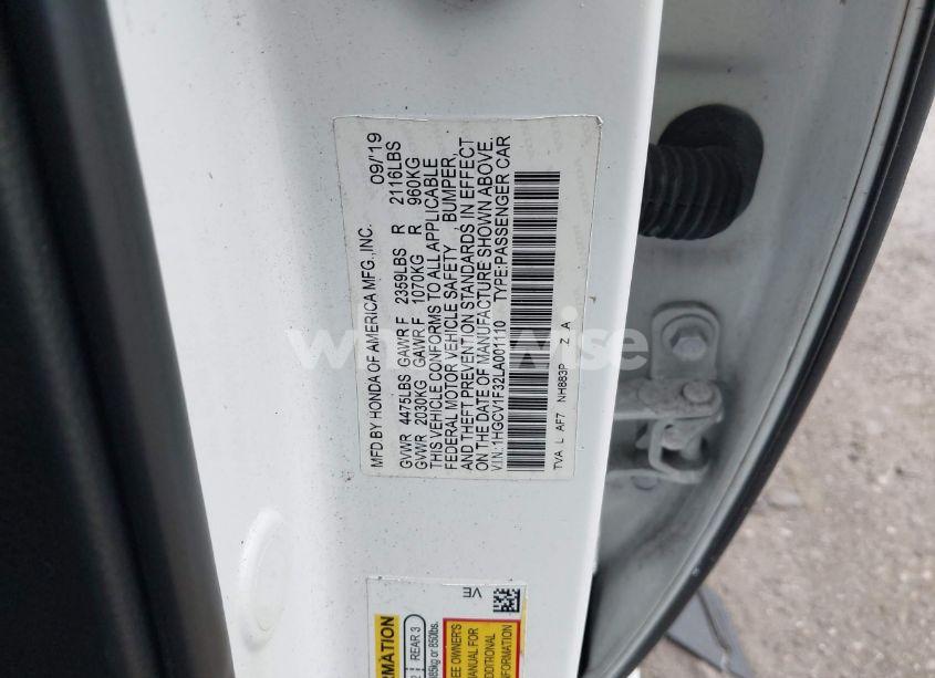 Photo 9 of 2020 Honda Accord SPORT (VIN 1HGCV1F32LA001110)