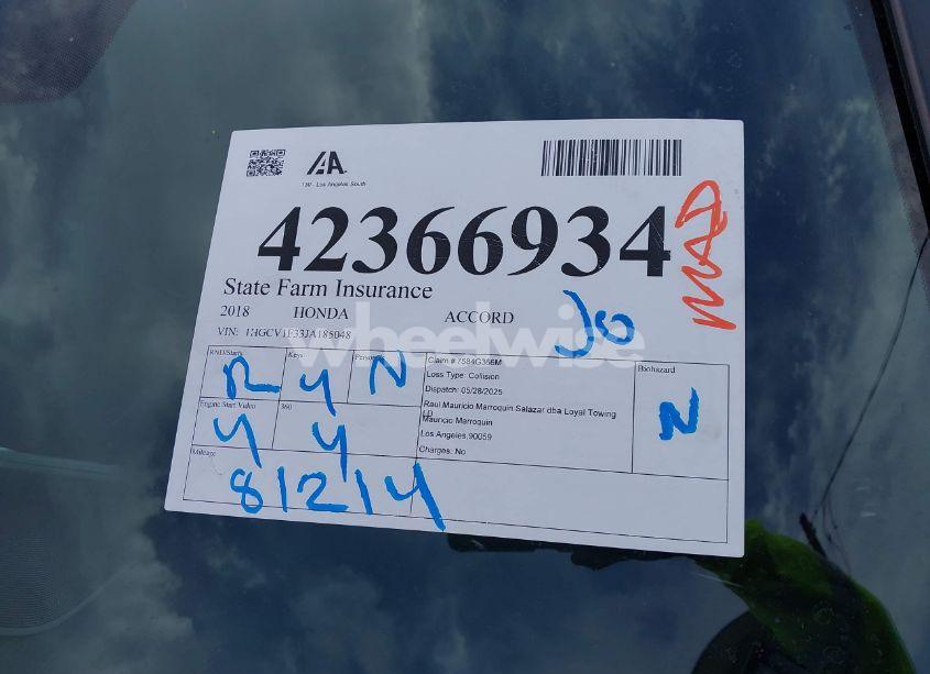 Photo 17 of 2018 Honda Accord SPORT (VIN 1HGCV1F33JA185048)