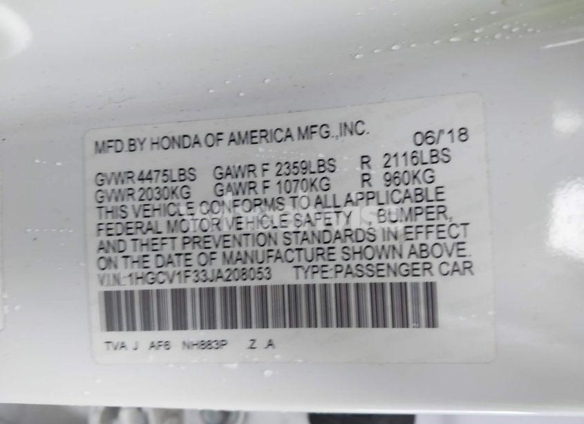 Photo 9 of 2018 Honda Accord SPORT (VIN 1HGCV1F33JA208053)