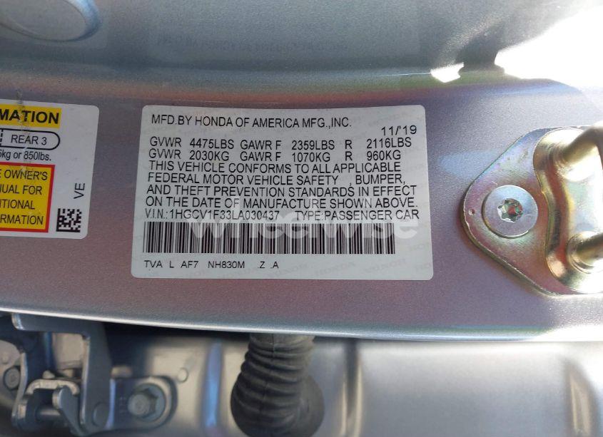 Photo 9 of 2020 Honda Accord SPORT (VIN 1HGCV1F33LA030437)