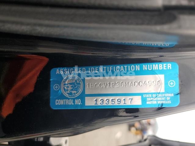 Photo 6 of 2021 HONDA ACCORD SPORT (VIN 1HGCV1F36MA004996)