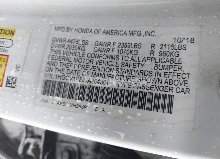 Photo 9 of 2018 Honda Accord SPORT (VIN 1HGCV1F38JA264361)