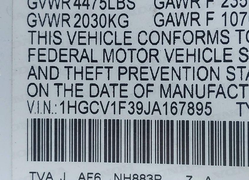 Photo 9 of 2018 Honda Accord SPORT (VIN 1HGCV1F39JA167895)