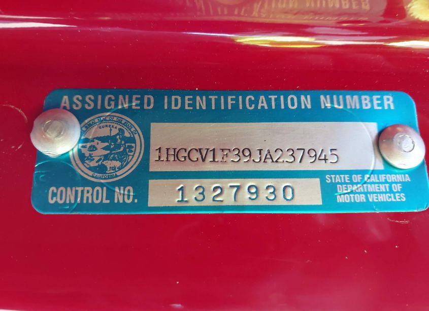 Photo 9 of 2018 Honda Accord SPORT (VIN 1HGCV1F39JA237945)