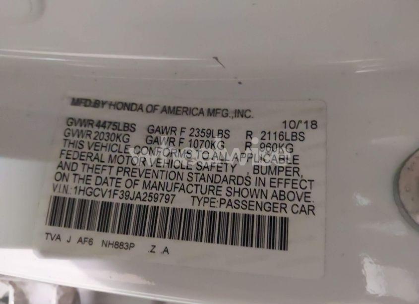 Photo 9 of 2018 Honda Accord SPORT (VIN 1HGCV1F39JA259797)