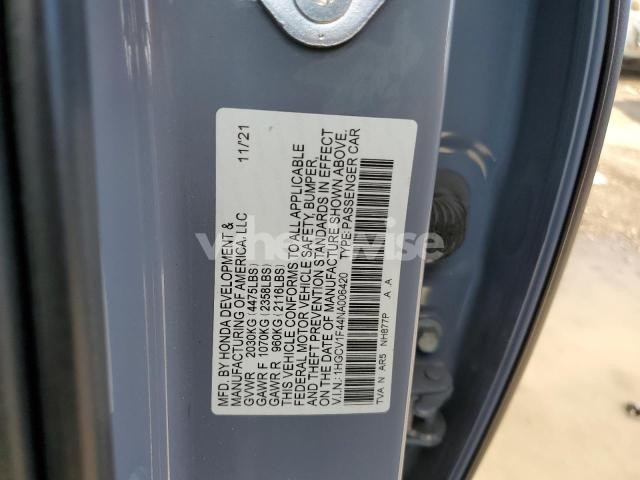 Photo 3 of 2022 HONDA ACCORD SPORT SE (VIN 1HGCV1F44NA006420)