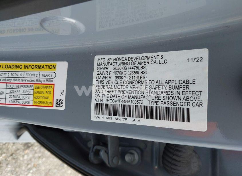 Photo 9 of 2022 Honda Accord SPORT SPECIAL EDITION (VIN 1HGCV1F44NA100572)