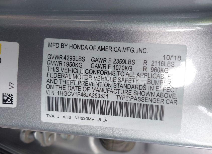 Photo 9 of 2018 Honda Accord EX (VIN 1HGCV1F46JA253531)