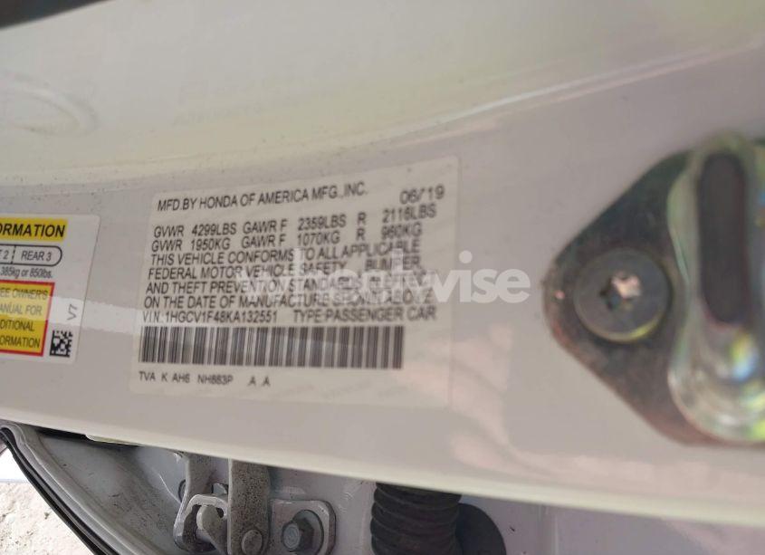 Photo 9 of 2019 Honda Accord EX (VIN 1HGCV1F48KA132551)