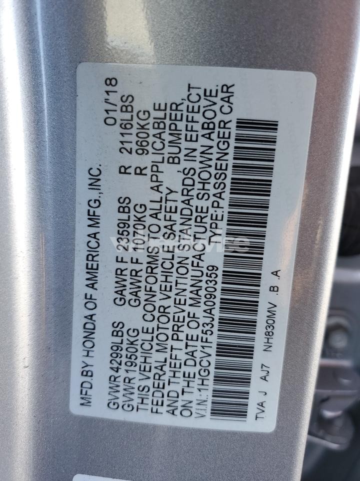 Photo 12 of 2018 HONDA ACCORD EXL (VIN 1HGCV1F53JA090359)