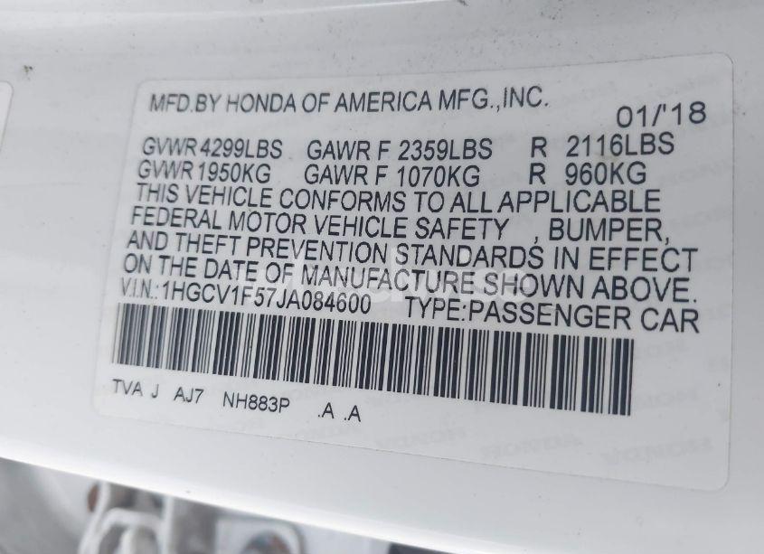 Photo 9 of 2018 Honda Accord EX-L (VIN 1HGCV1F57JA084600)