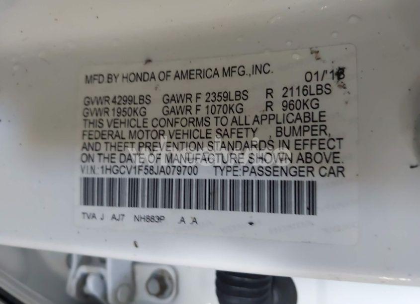 Photo 9 of 2018 Honda Accord EX-L (VIN 1HGCV1F58JA079700)